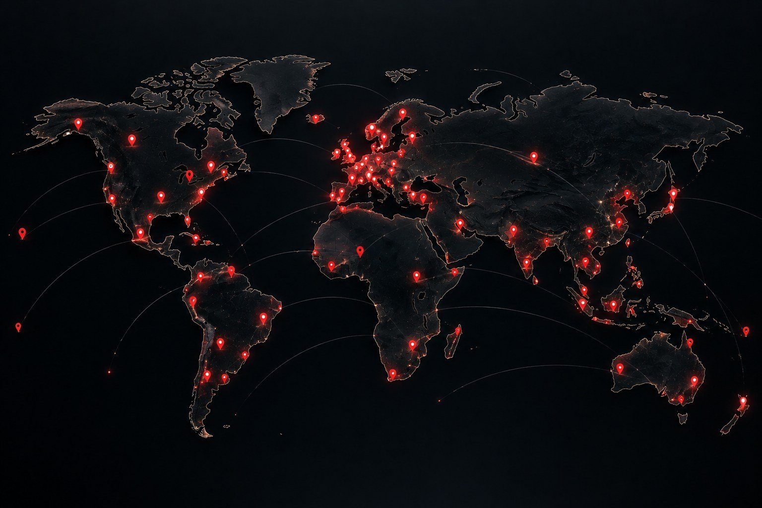 Mapa mundial interactivo con la sede de Talleres ECI en Barcelona, un proyecto entregado en Portugal y los mercados internacionales donde trabajamos