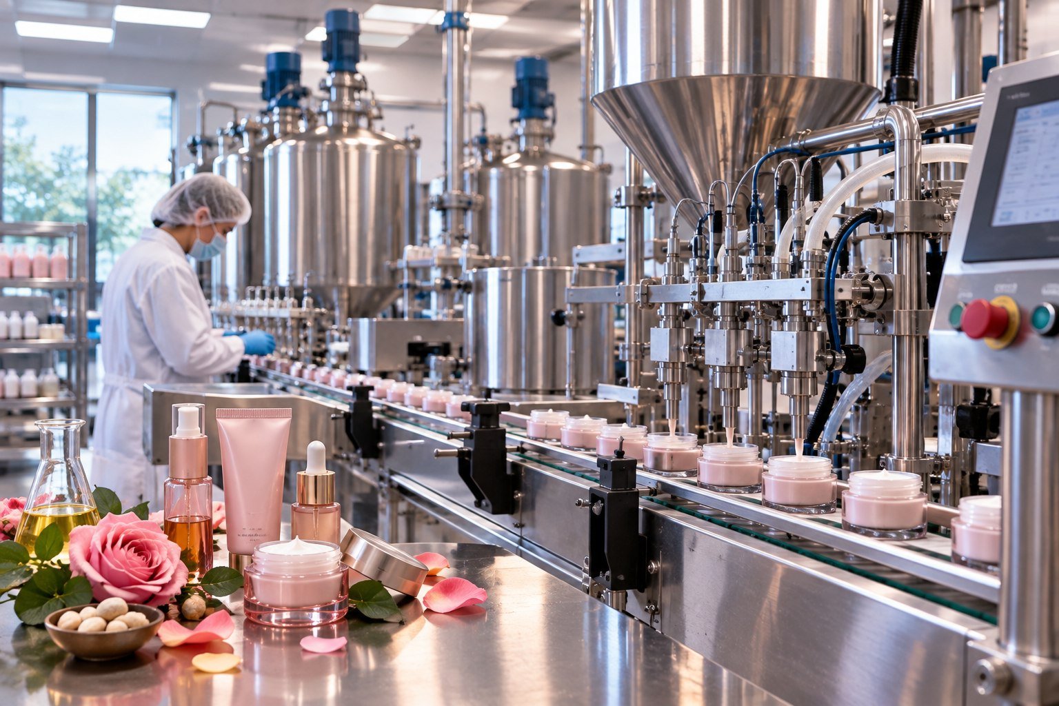 Depósito inoxidable con mezclador para la industria cosmética