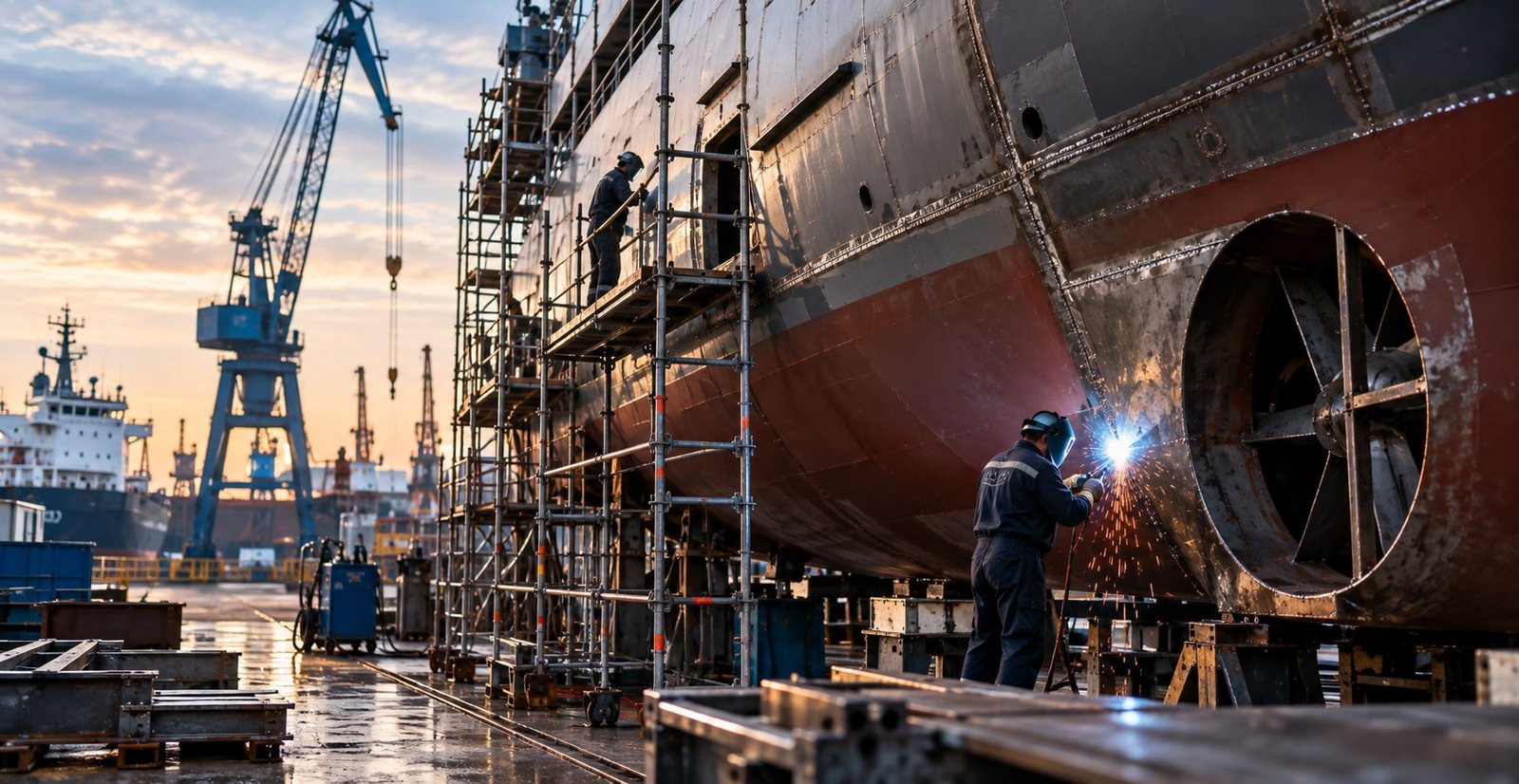 Estructura metálica y pasarela para entorno naval